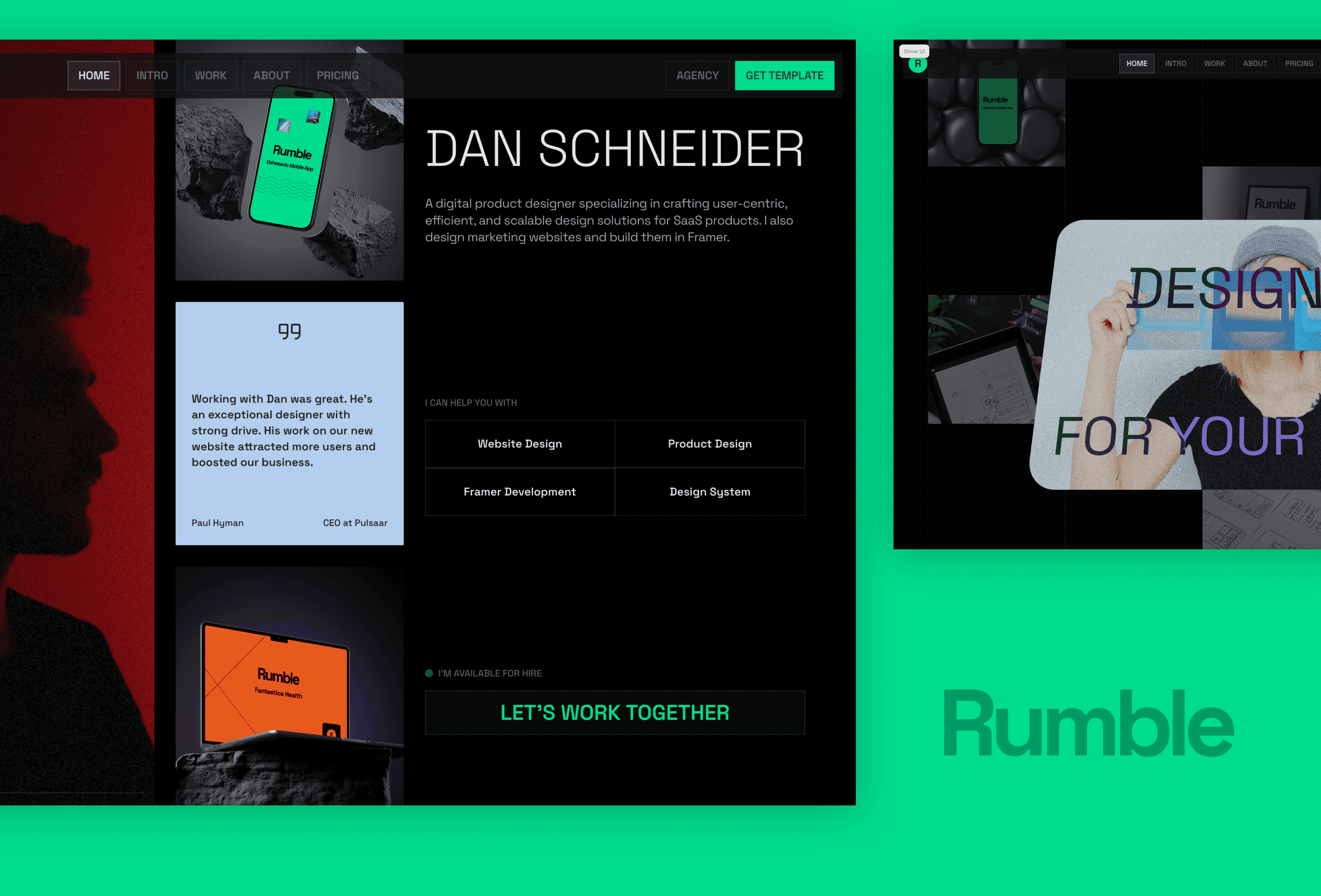 Rumble - free framer template